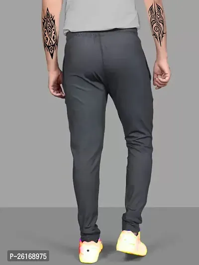 Trendy Grey Synthetic Solid Regular Fit Regular Track Pants For Men-thumb2