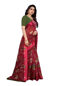 Stylish Linen Saree With Blouse Piece For Women-thumb2