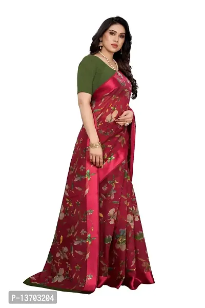 Stylish Linen Saree With Blouse Piece For Women-thumb3