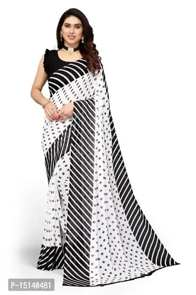 Priyashi Pure Womens Georgette Printed Saree with Blouse Piece(ZHILMIL Black_N_Free Size)