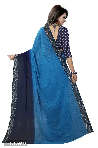 Priyashi Womens Georgette Printed Saree With Blouse Piece(TRUMP BLUE_Free Size)-thumb4