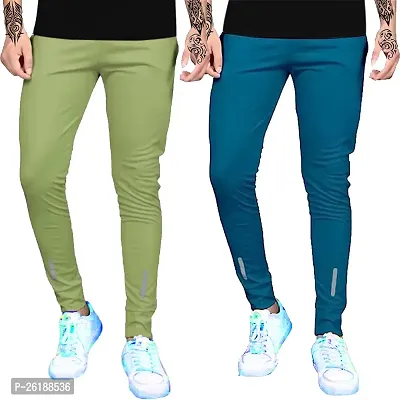 Elegant Lycra Self Pattern Track Pants For Men- Pack Of 2