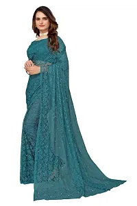 Stylish Net Saree With Blouse Piece For Women-thumb1