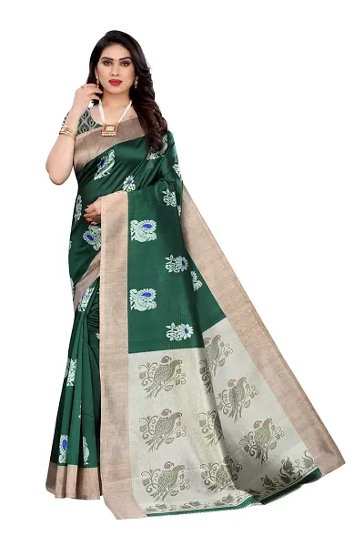 Fabulous Art Silk Printed Saree with Blouse Piece