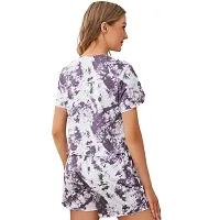 Priyashi Women's Purple Tie Dye Printed Short Sleeve Shorts 2 Piece Outfits PJ Tracksuit Set(NW01 Purple-S)-thumb1