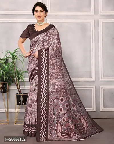 Stylish Brown Art Silk Saree with Blouse piece For Women