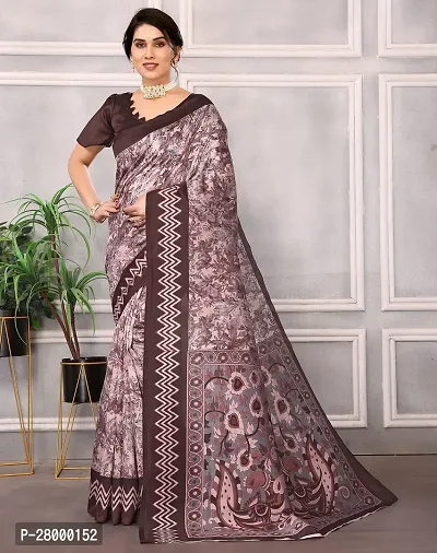 Stylish Brown Art Silk Saree with Blouse piece For Women-thumb0