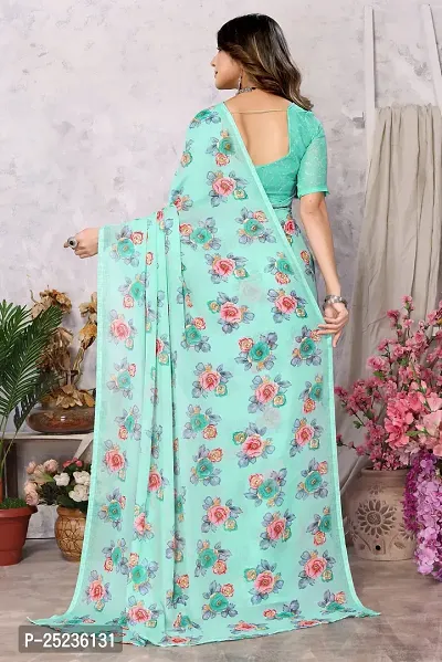 Trendy Printed Georgette Saree With Blouse Material For Women-thumb4