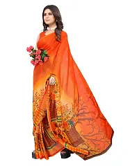 Elite Orange Linen Self Pattern Women Sarees with Blouse Piece-thumb2