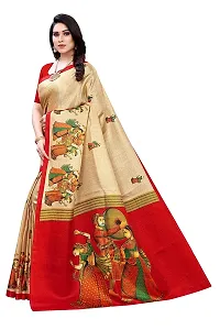 Priyashi Knit Womens Art Silk Printed Saree with Blouse Piece(RAJARANI CHIKU_Free Size)-thumb2