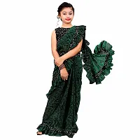 Priyashi Girl's Kids Lycra Blend Redy to Wear Saree with Sequence Blouse Pice(KIDS01 Green 8-9 (L))-thumb2