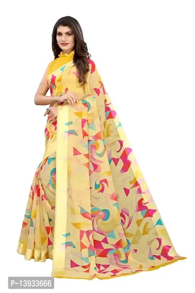 Elite Yellow Linen Self Pattern Women Sarees with Blouse Piece-thumb4