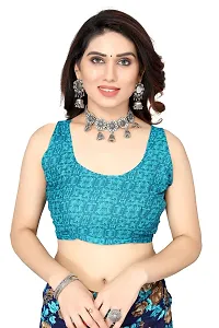 Priyashi Pure Womens Georgette Printed Saree with Blouse Piece(Echo Blue_S_Free Size)-thumb2