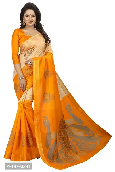 Stylish Silk Saree With Blouse Piece For Women-thumb0