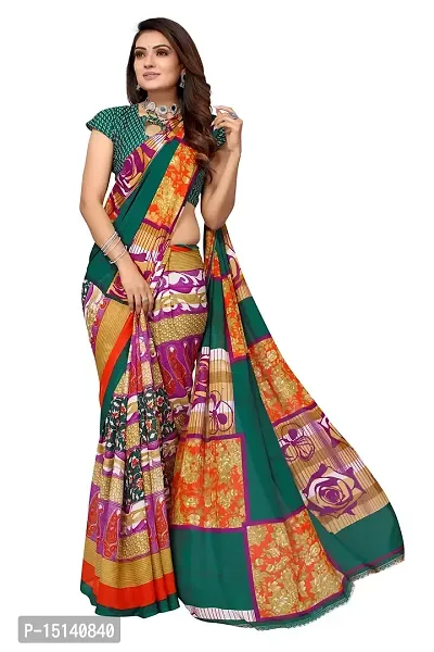 Priyashi Womens Georgette Printed Saree With Blouse Piece(MUKUL RAMA_Free Size)-thumb4