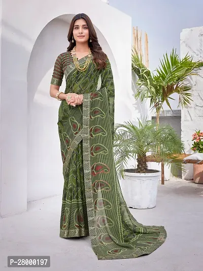 Stylish Golden Georgette Saree with Blouse piece For Women