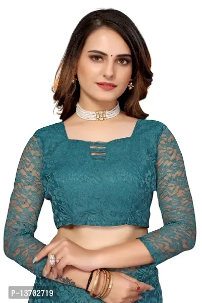Stylish Net Saree With Blouse Piece For Women-thumb5