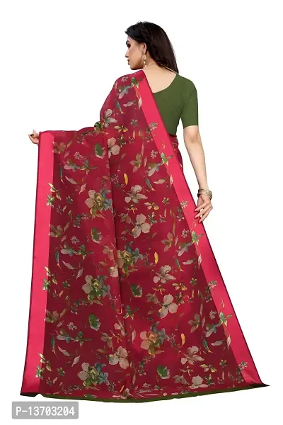 Stylish Linen Saree With Blouse Piece For Women-thumb4