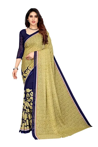 Priyashi Womens Printed Georgette Saree With Blouse Piece