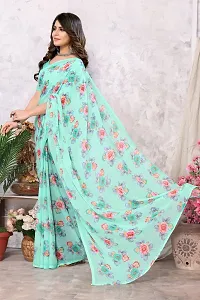 Trendy Printed Georgette Saree With Blouse Material For Women-thumb1