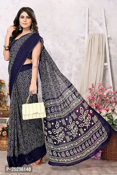 Trendy Printed Georgette Saree With Blouse Material For Women-thumb2