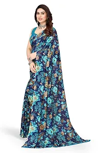 Priyashi Pure Womens Georgette Printed Saree with Blouse Piece(Echo Blue_S_Free Size)-thumb1