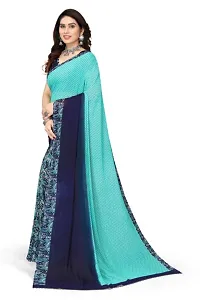 Elite Green Georgette Self Pattern Women Sarees with Blouse Piece-thumb1