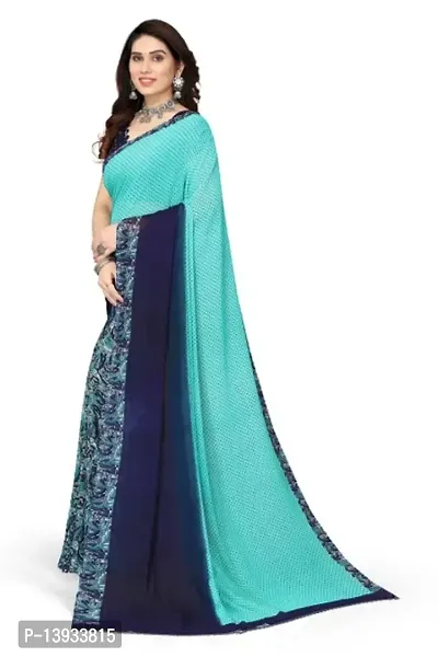 Elite Green Georgette Self Pattern Women Sarees with Blouse Piece-thumb2