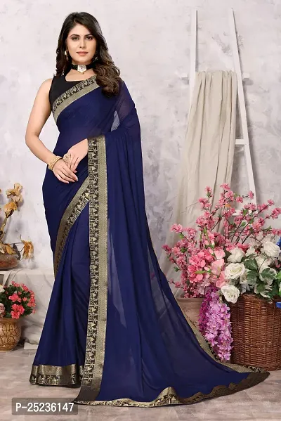 Trendy Lycra Blend Lace Saree With Blouse Material For Women