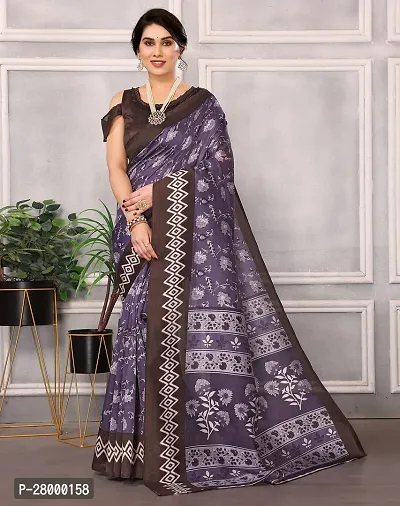 Stylish Purple Art Silk Saree with Blouse piece For Women-thumb0