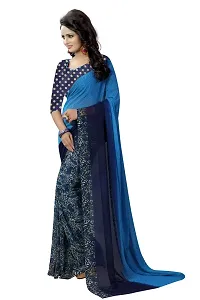 Priyashi Womens Georgette Printed Saree With Blouse Piece(TRUMP BLUE_Free Size)-thumb2