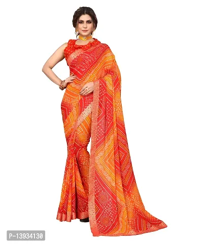 Elite Red Georgette Self Pattern Women Sarees with Blouse Piece-thumb0