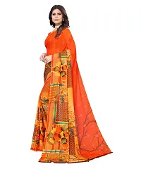 Elite Orange Linen Self Pattern Women Sarees with Blouse Piece-thumb1
