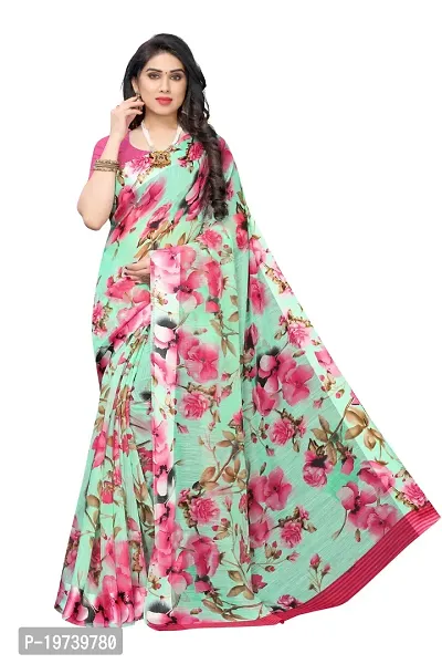 Women Stylish Linen Self Pattern Saree with Blouse piece-thumb0