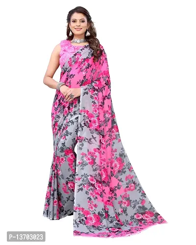 Stylish Georgette Saree With Blouse Piece For Women-thumb0