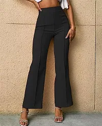 Elegant Black Elastane Solid Trousers For Women-thumb2