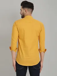 Stylish Yellow Cotton Solid Kurtas For Men-thumb3