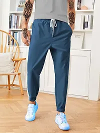 Trendy Blue Synthetic Solid Regular Fit Regular Track Pants For Men-thumb3