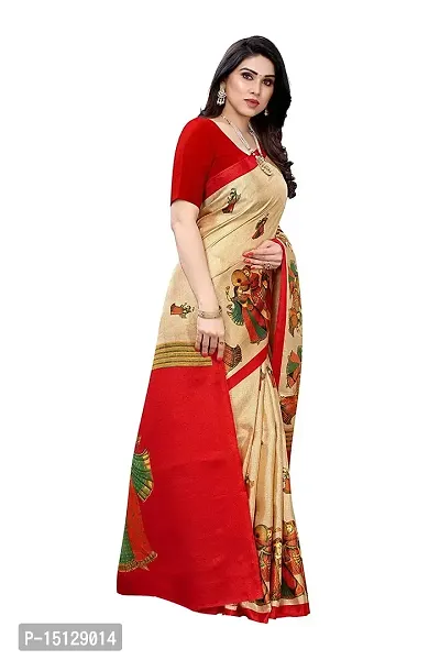 Priyashi Knit Womens Art Silk Printed Saree with Blouse Piece(RAJARANI CHIKU_Free Size)-thumb4