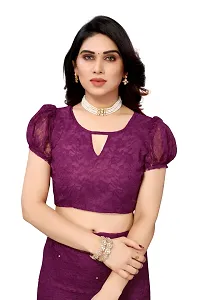 Stylish Net Saree With Blouse Piece For Women-thumb4