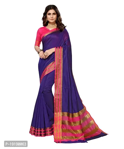 Stylish Fancy Designer Cotton Silk Saree With Blouse Piece For Women-thumb0