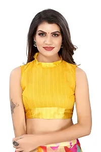 Elite Yellow Linen Self Pattern Women Sarees with Blouse Piece-thumb2