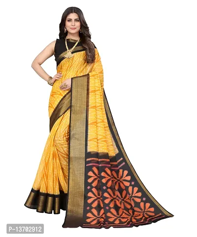 Stylish Linen Saree With Blouse Piece For Women-thumb0