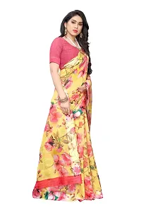 Priyashi Womens Printed Linen Saree with Blouse Piece(SONAKSHI 12 Yellow_Free Size) 1-thumb2