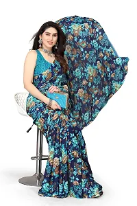 Priyashi Pure Womens Georgette Printed Saree with Blouse Piece(Echo Blue_S_Free Size)-thumb3