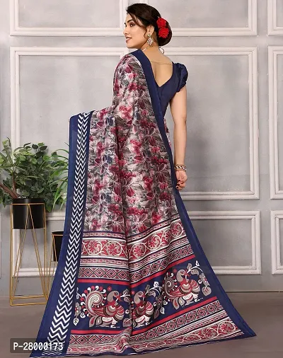 Stylish Navy Blue Art Silk Saree with Blouse piece For Women-thumb3