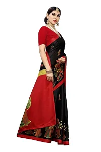 Priyashi Knit Womens Art Silk Printed Saree with Blouse Piece(RAJARANI Black_Free Size)-thumb2