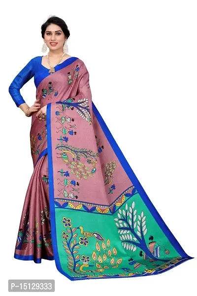 Priyashi Womens Art Silk Printed Saree With Blouse Piece (Pink_2)-thumb0