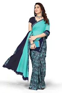 Elite Green Georgette Self Pattern Women Sarees with Blouse Piece-thumb2