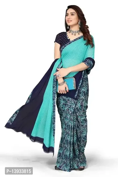 Elite Green Georgette Self Pattern Women Sarees with Blouse Piece-thumb3